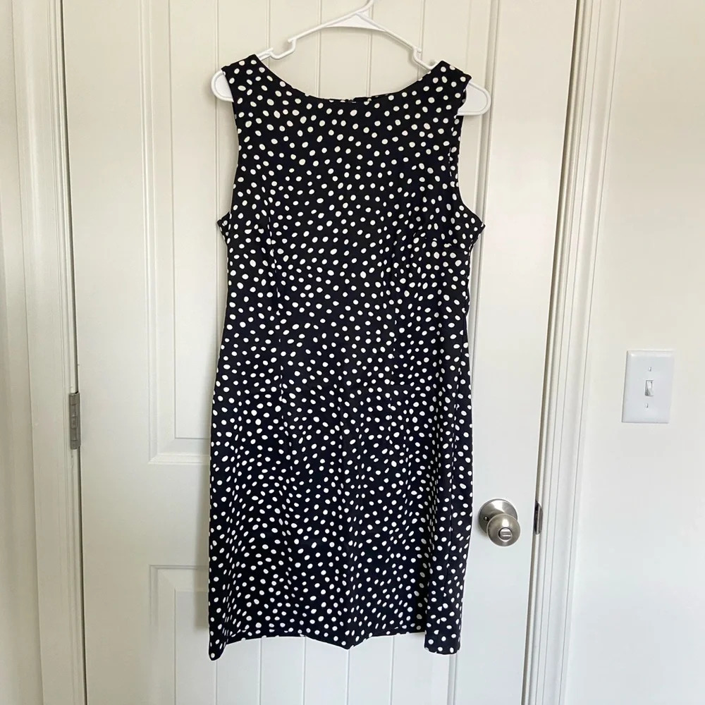 NWOT | AB Studio women’s black polka dotted sleeveless zip dress — size 12